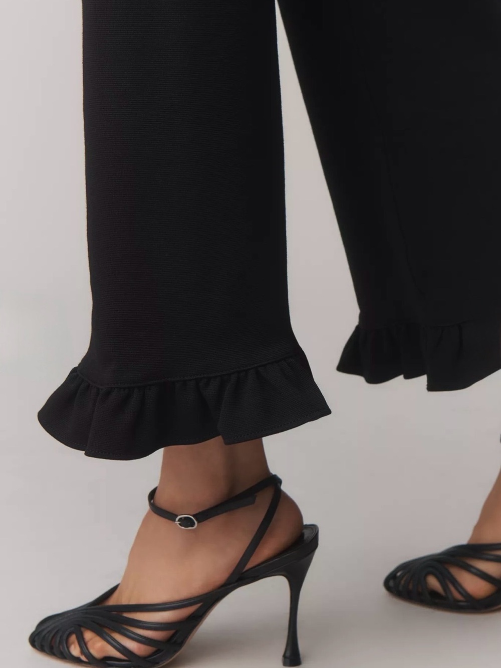 Aritzia Maeve black The Colette Ruffle-Hem Knit Wide-Leg Pants by Maeve Size 32 - Picture 3 of 9